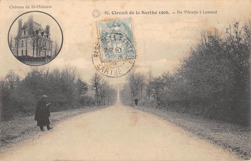 Carte postale ancienne Circuit De La Sarthe 1906 - De Vibraye A Lamnay à Lamnay