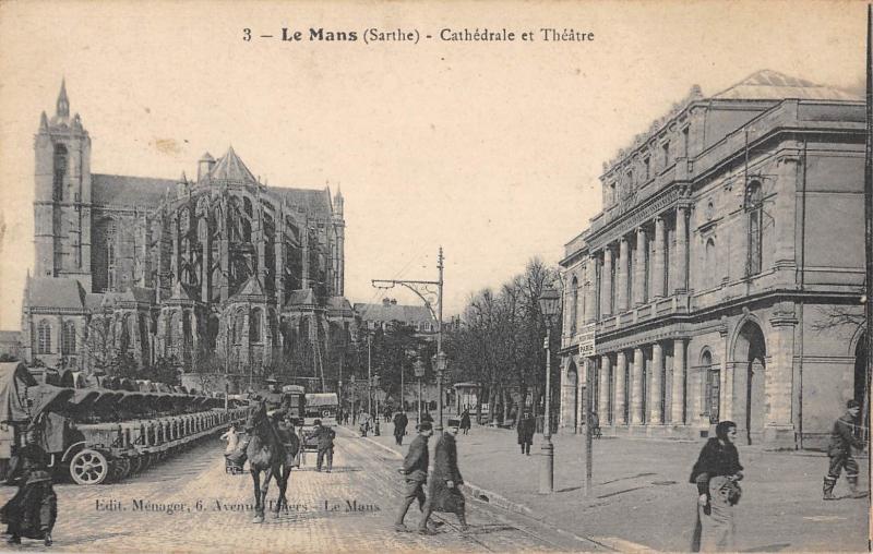 Carte postale ancienne Le Mans - Cathedrale Et Theatre au Mans