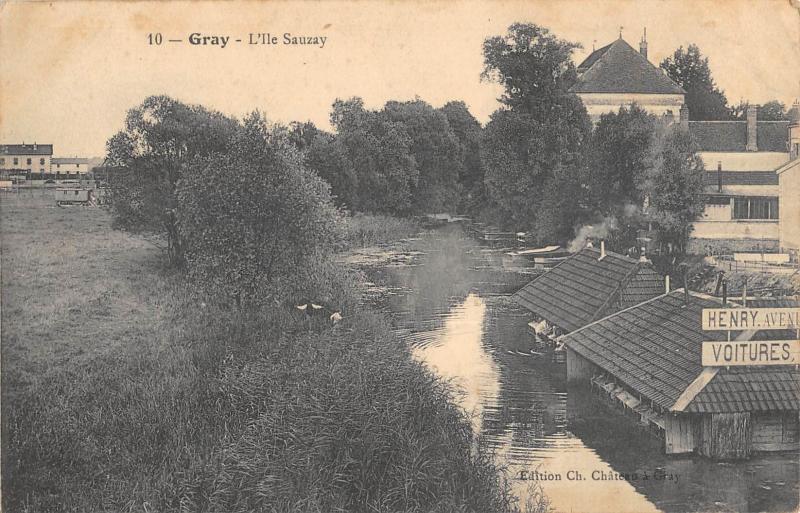 Carte postale ancienne Gray - L'Ile Sauzay à Gray
