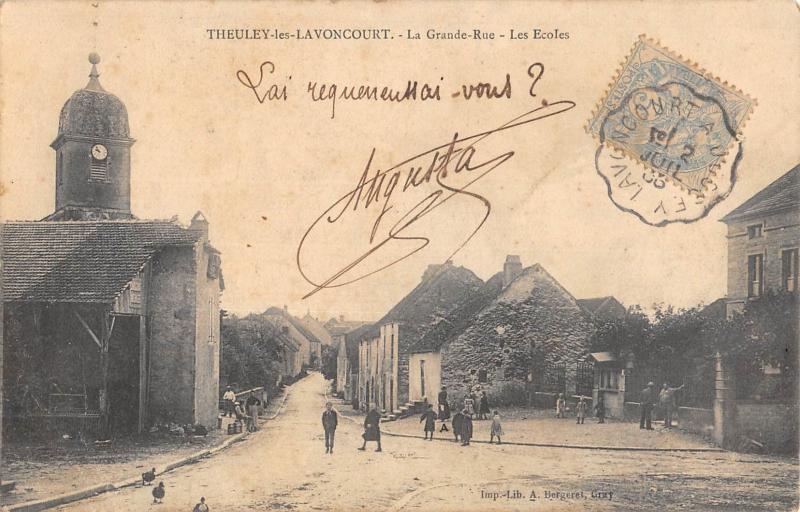 Carte postale ancienne Theuley Les Lavoncourt - La Grande Rue - Les Ecoles à Lavoncourt