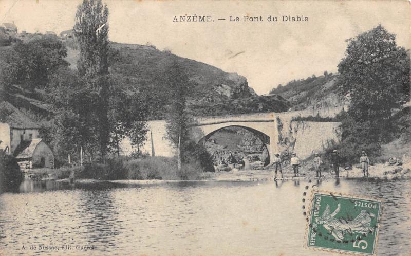 Carte postale ancienne Anzeme - Le Pont Du Diable à Anzême