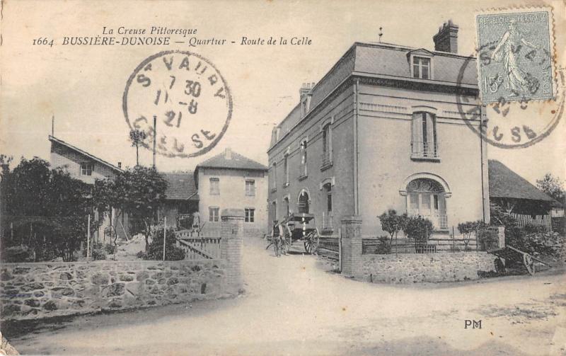 Carte postale ancienne Bussiere Dunoise - Quartier - Route De La Celle à Bussière-Dunoise