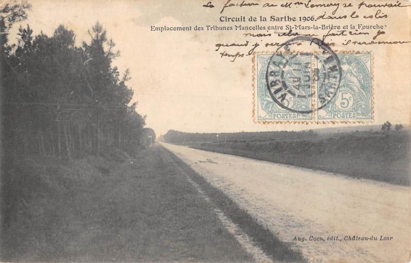Carte postale ancienne Circuit De La Sarthe 1906 - Emplacement Des Tribunes Mancelles Entre Saint-M