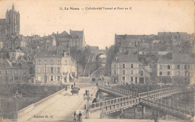 Carte postale ancienne Le Mans - Cathedrale Tunnel Et Pont En X au Mans