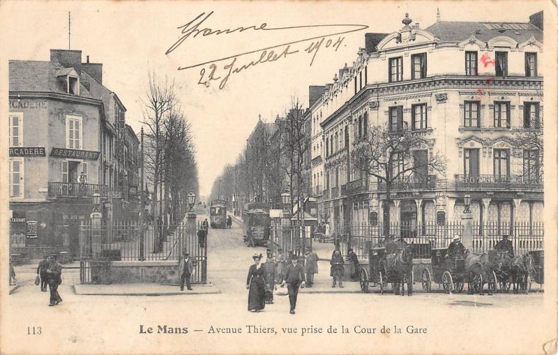 Carte postale ancienne Le Mans - Avenue Thiers - Vue Prise De La Cour De La Gare au Mans
