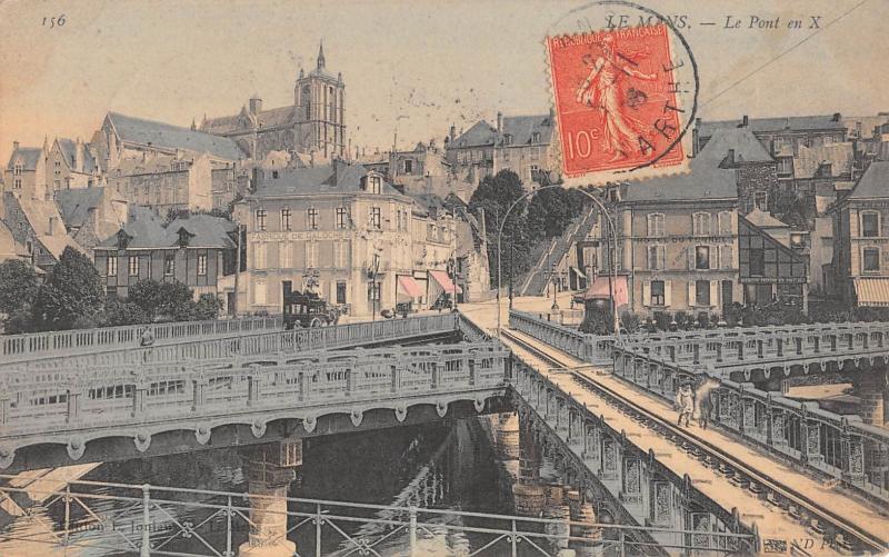 Carte postale ancienne Le Mans - Le Pont En X au Mans