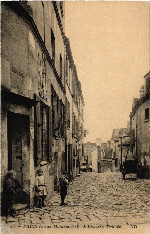 Carte postale ancienne L'Impasse Trainée à Paris 18e