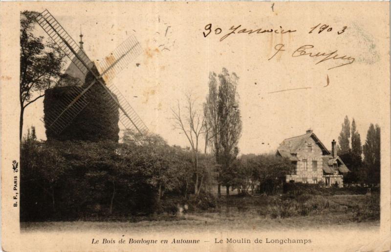 Carte postale ancienne Le Bois de Boulogne en Automne — Le Moulin de Longchamps à Paris 16e