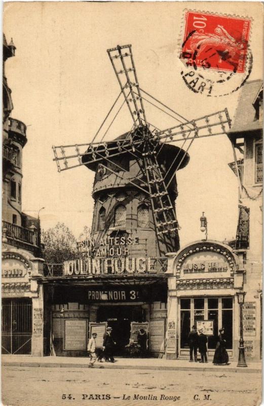 Carte postale ancienne Le Moulin Rouge à Paris 18e