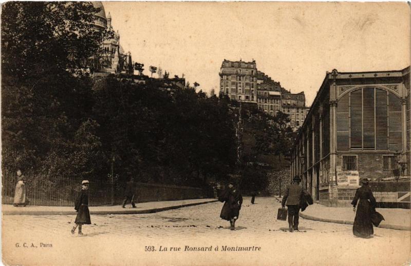 Carte postale ancienne Montmartre - La Rue Ronsard à Paris 18e