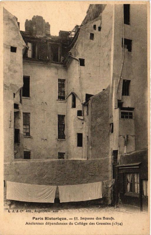 Carte postale ancienne Paris 5e Impasse des Boeufs. College des Grassins à Paris 5e