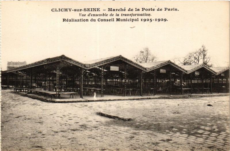 Carte postale ancienne Marché de la Porte de Paris à Clichy