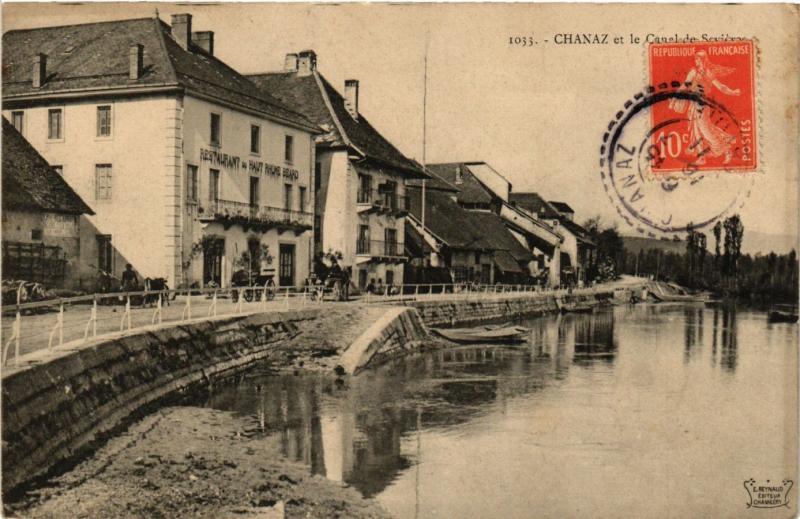 Carte postale ancienne Chanaz et le Canal de Serieres à Chanaz