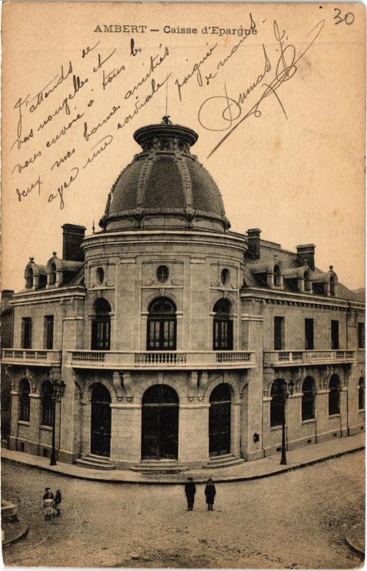 Carte postale ancienne Ambert Caisse d'Epargne à Ambert