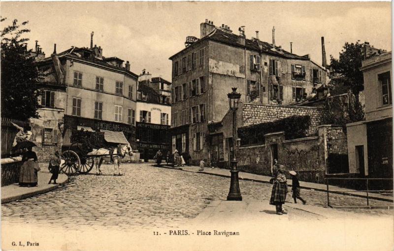 Carte postale ancienne Place Ravignan à Paris 18e