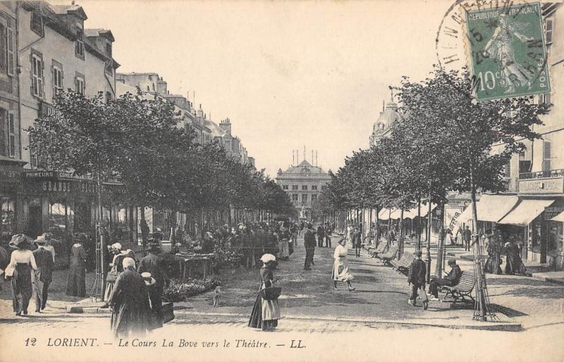 Carte postale ancienne Lorient - Le Cours - La Bove Vers Le Theatre à Lorient