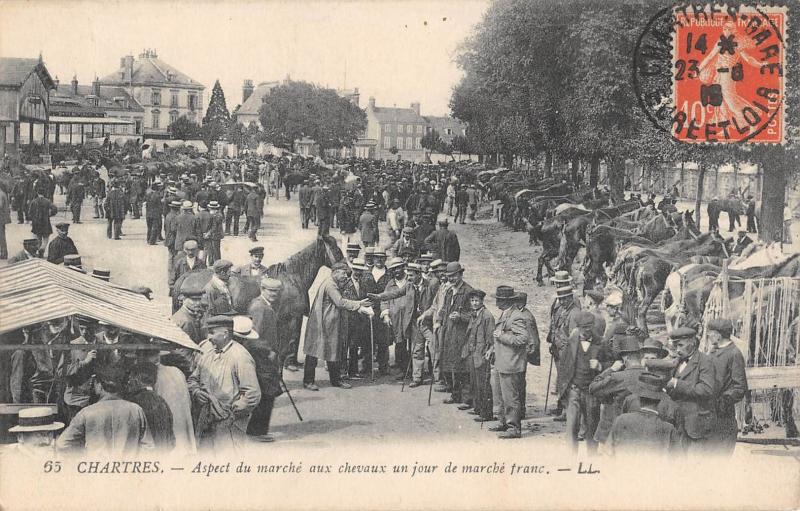 Carte postale ancienne Chartres - Aspect Du Marche Aux Chevaux Un Jour De Marche Franc à Chartres