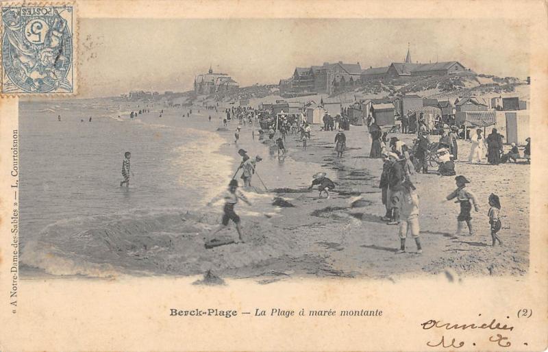 Carte postale ancienne Berck Plage - La Plage A Maree Montante à Berck