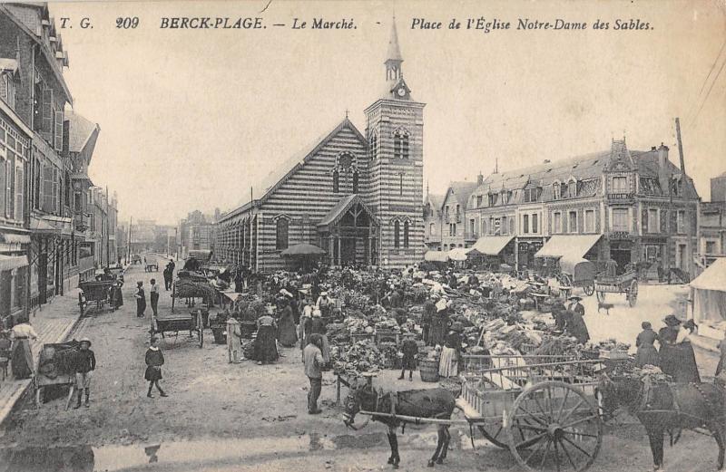 Carte postale ancienne Berck Plage - Le Marche à Berck