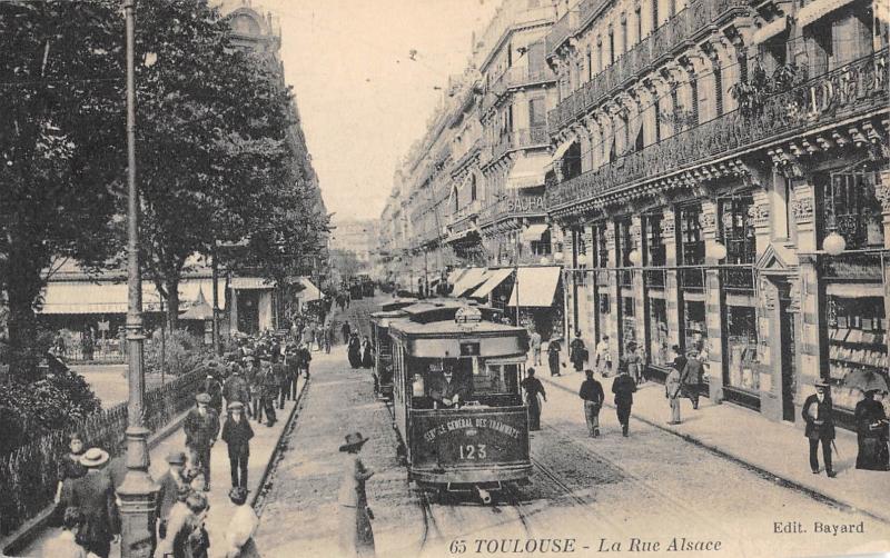Carte postale ancienne Toulouse - La Rue Alsace à Toulouse