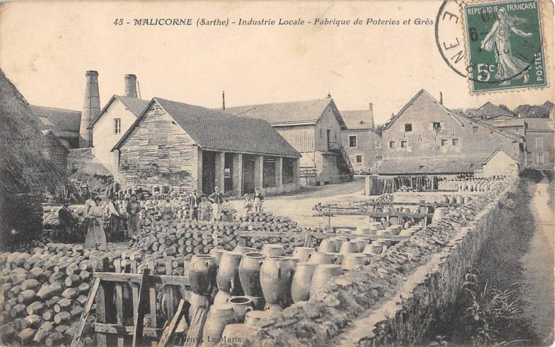Carte postale ancienne Malicorne - Industrie Locale - Fabrique De Poteries Et De Gres