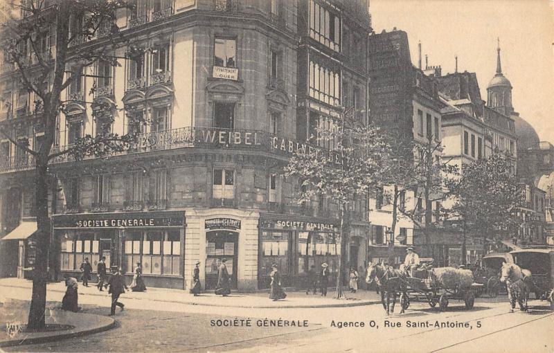 Carte postale ancienne Paris 4e - Societe Generale - Agence Rue Saint Antoine à Paris 4e