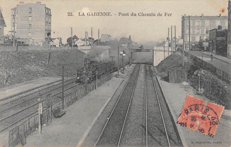 Carte postale ancienne La Garenne - Pont Du Chemin De Fer