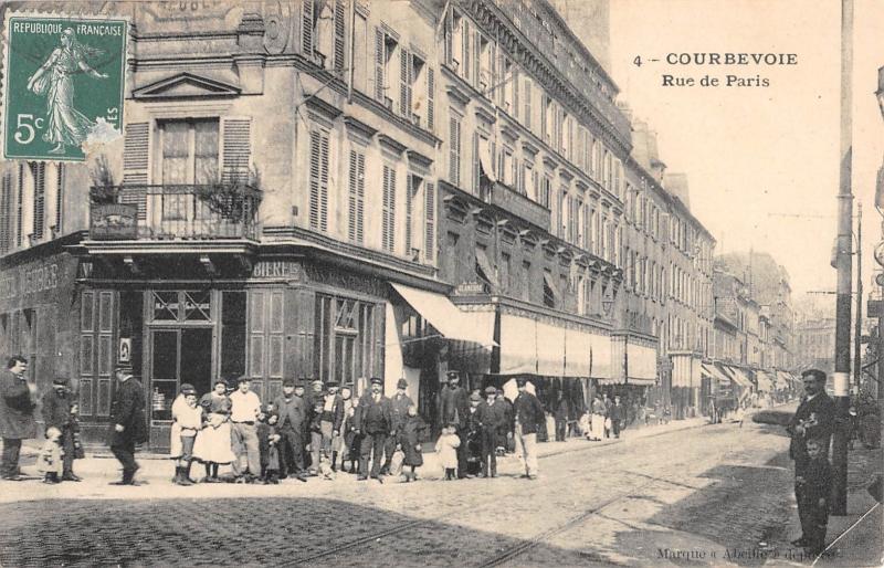 Carte postale ancienne Courbevoie - Rue De Paris à Courbevoie
