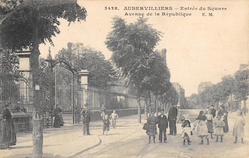 Carte postale ancienne Aubervilliers - Entree Du Square - Avenue De La Republique à Aubervilliers