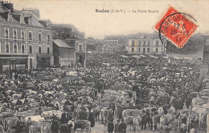 Carte postale ancienne Redon - La Foire Fleurie à Redon