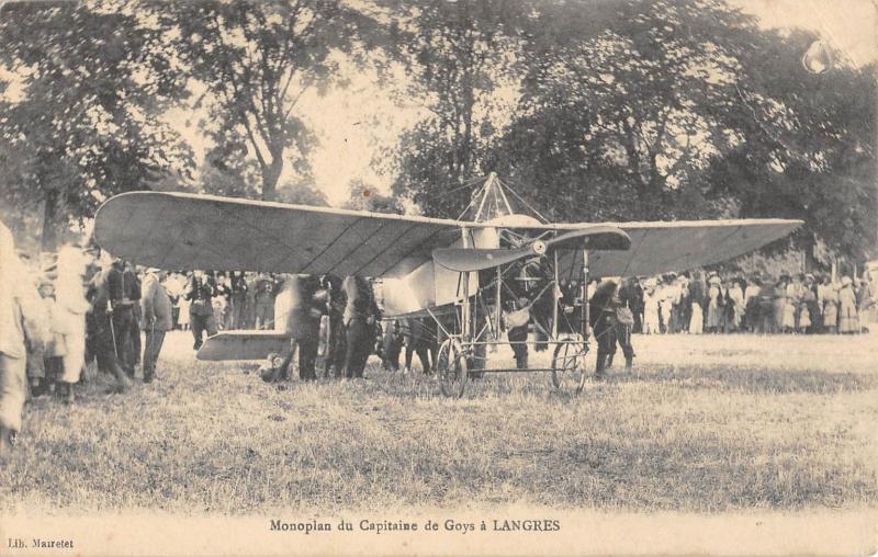 Carte postale ancienne Monoplan Du Capitaine De Goys A Langres - Avion à Langres