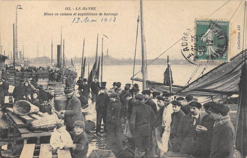 Carte postale ancienne Le Havre - Mises En Caisses Et Expeditions De Harengs au Havre