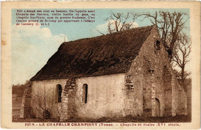 Carte postale ancienne La Chapelle Champigny Chapelle Saint-Blaise à Champigny