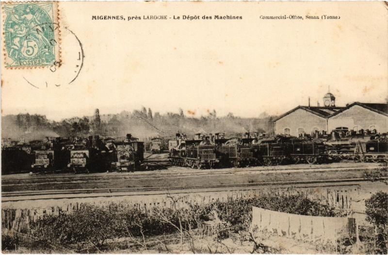 Carte postale ancienne Migennes Depot des Machines à Migennes