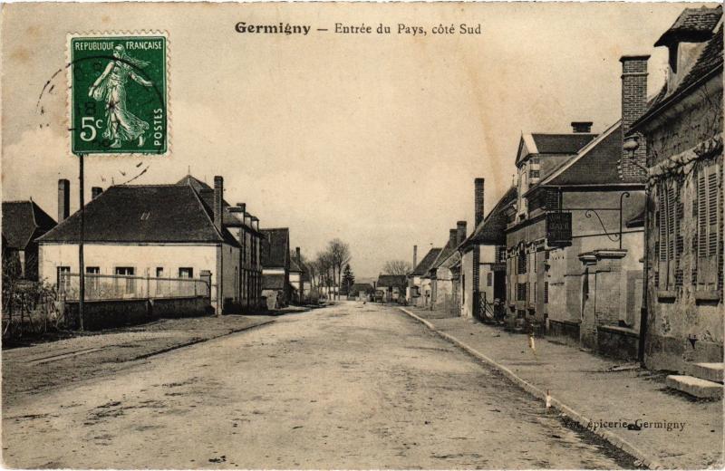 Carte postale ancienne Germigny entree du pays à Germigny