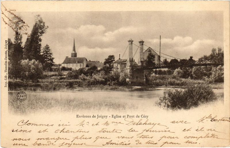 Carte postale ancienne Cezy eglise et pont