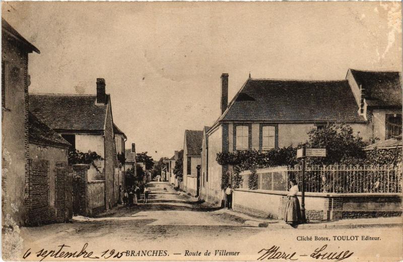 Carte postale ancienne Branches Route de Villemer à Branches