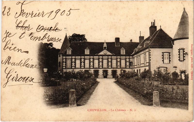 Carte postale ancienne Chevillon le chateau à Villon