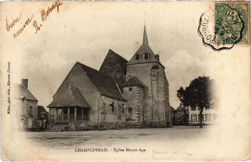 Carte postale ancienne Champcevrais Eglise Moyen Age à Champcevrais