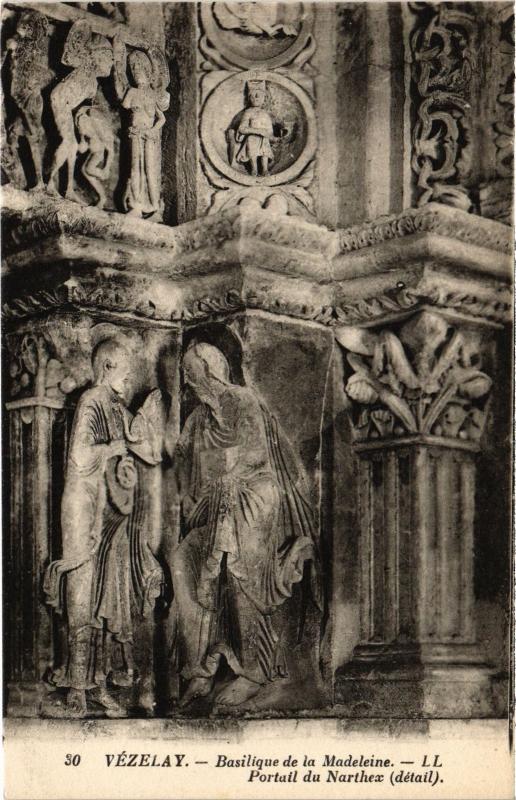 Carte postale ancienne Vezelay Basilique de la Madeleine Portail du Narthex