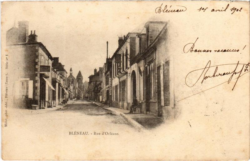 Carte postale ancienne Bleneau Rue d'Orleans