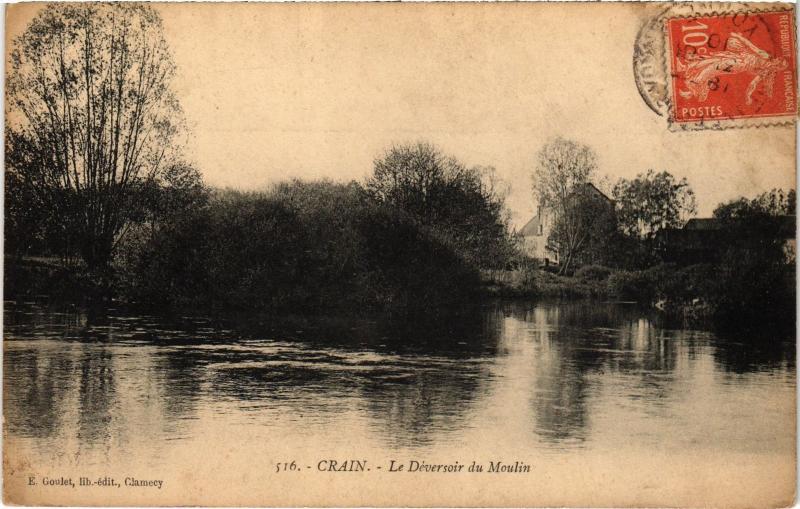Carte postale ancienne Crain Deversoir du Moulin à Crain