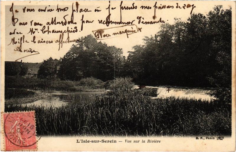 Carte postale ancienne L'Isle sur Serein vue sur la Riviere à L'Isle-sur-Serein