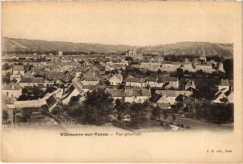 Carte postale ancienne Villeneuve sur Yonne vue generale à Villeneuve-sur-Yonne