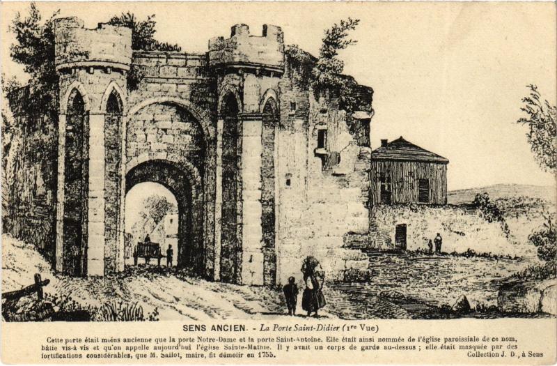 Carte postale ancienne Sens Porte Saint-Didier