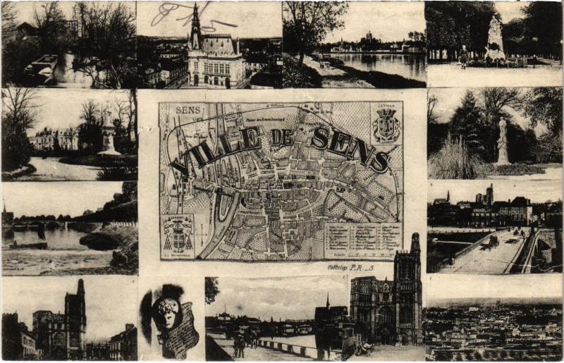 Carte postale ancienne Sens souvenir