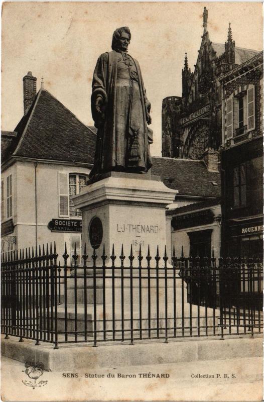 Carte postale ancienne Sens Statue du Baron Thenard