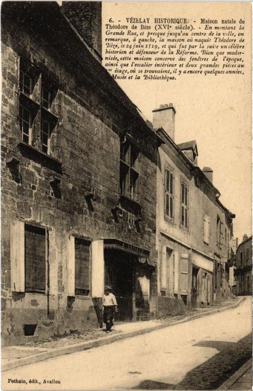 Carte postale ancienne Vezelay Maison Natale de Theodore de Beze