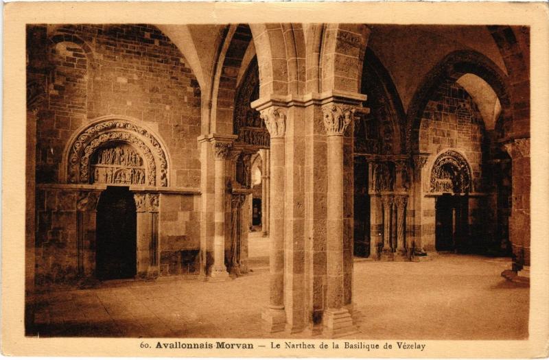Carte postale ancienne Vezelay Basilique de la Madeleine le Narthex