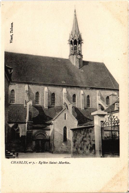 Carte postale ancienne Chablis Eglise Saint-Martin à Chablis